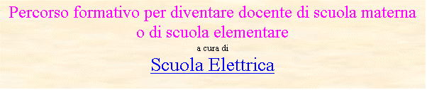 Casella di testo: Percorso formativo per diventare docente di scuola materna o di scuola elementare
a cura di
Scuola Elettrica
